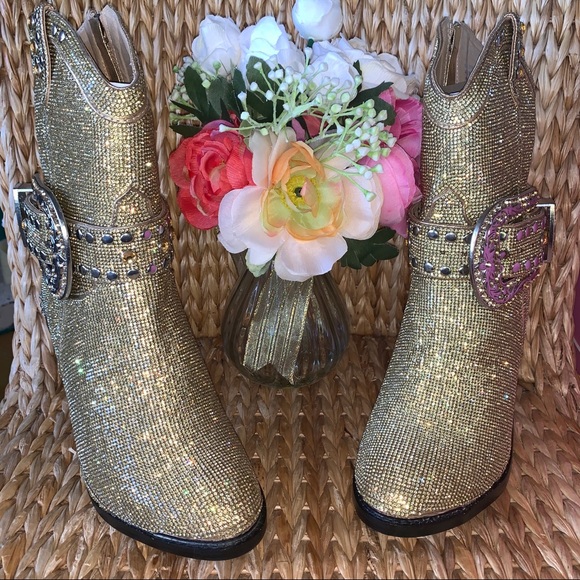 New Dolls Kill Honey Rhinestone Western Cowboy Boots - Picture 5 of 11